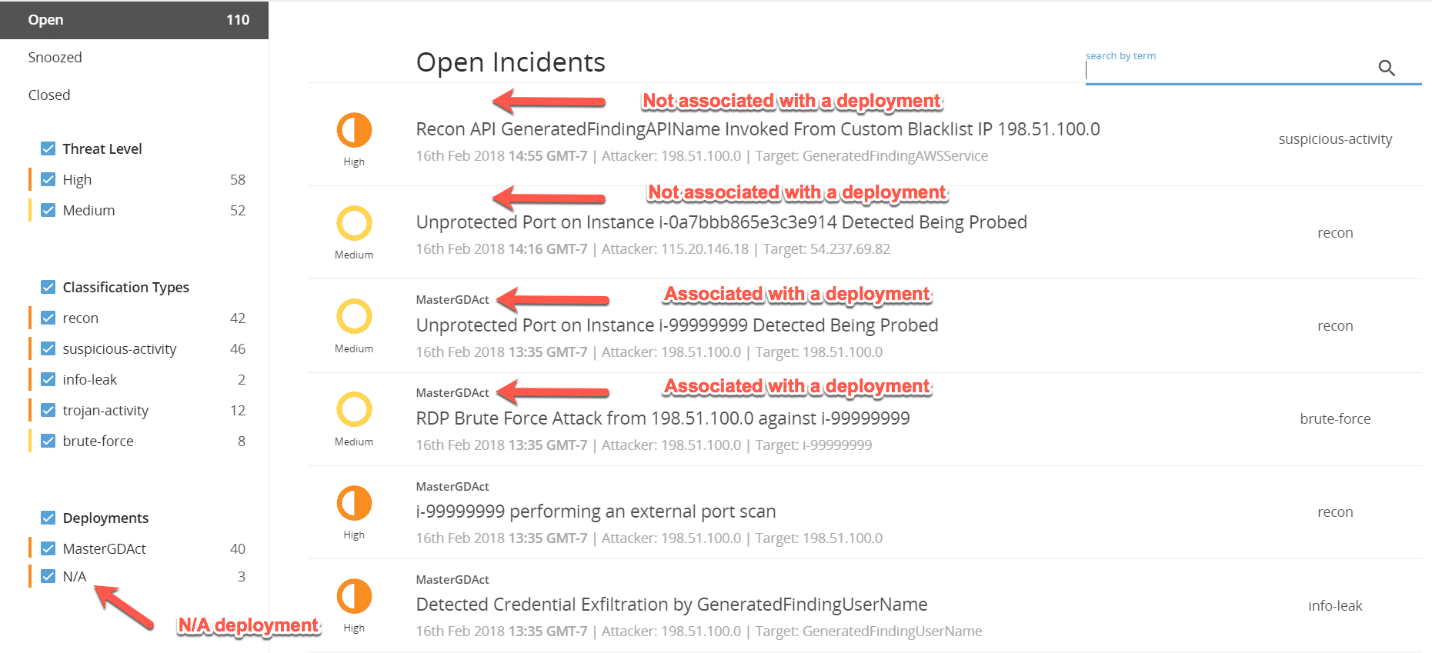 Open Incidents List Menu