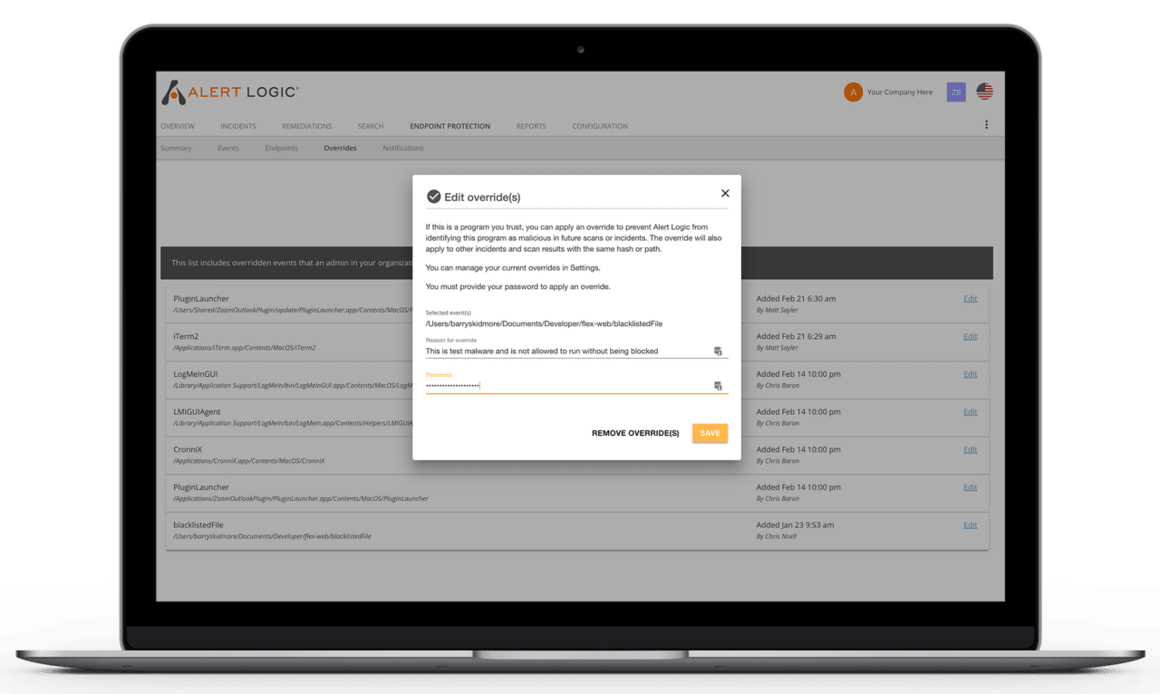 Extended Endpoint Protection Alert Logic