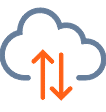 Icon of cloud with arrows indicating upload and download